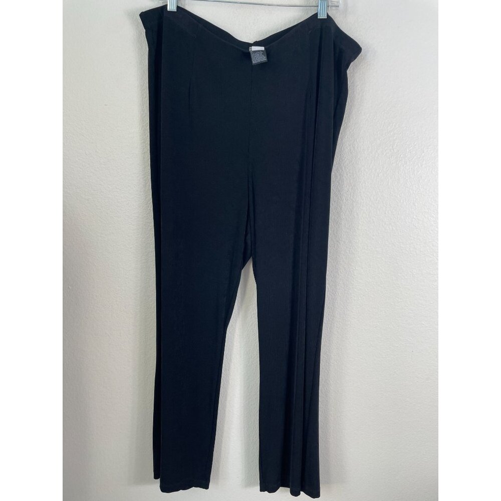 Chicos 4 Travelers Plus 20/22 Black Stretch Pull On Pants Wide Leg Comfort Wear